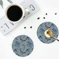 thumbnail image 4 of Lsque Underwater Animals and Flowers Pattern 4" Drink Coasters Set of 4, PVC Leather Absorbent Coasters, Table Coaster Set Decorative Coffee Cup Coasters Housewarming Gift -Round Shape, 4 of 6