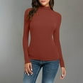 thumbnail image 2 of BiZtdJrK Womens T Shirts Turtleneck Long Sleeve Casual Tee Shirt Slim Fit Solid Basic Tees Lightweight Comfy Lounge Tops Birthday Gift Red XXL, 2 of 6