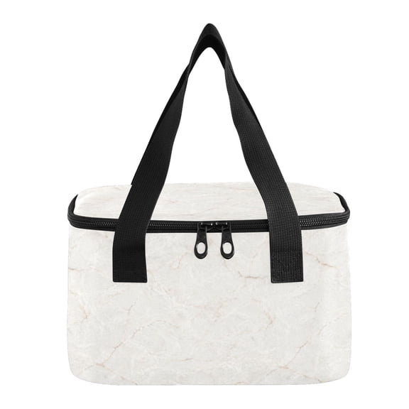 6L Insulated Lunch Bag Square Handheld Cooler Tote Neutral Marble Texture Pattern Reusable Thermal Bag with Polyester & Aluminum Lining for Work Picnic Travel