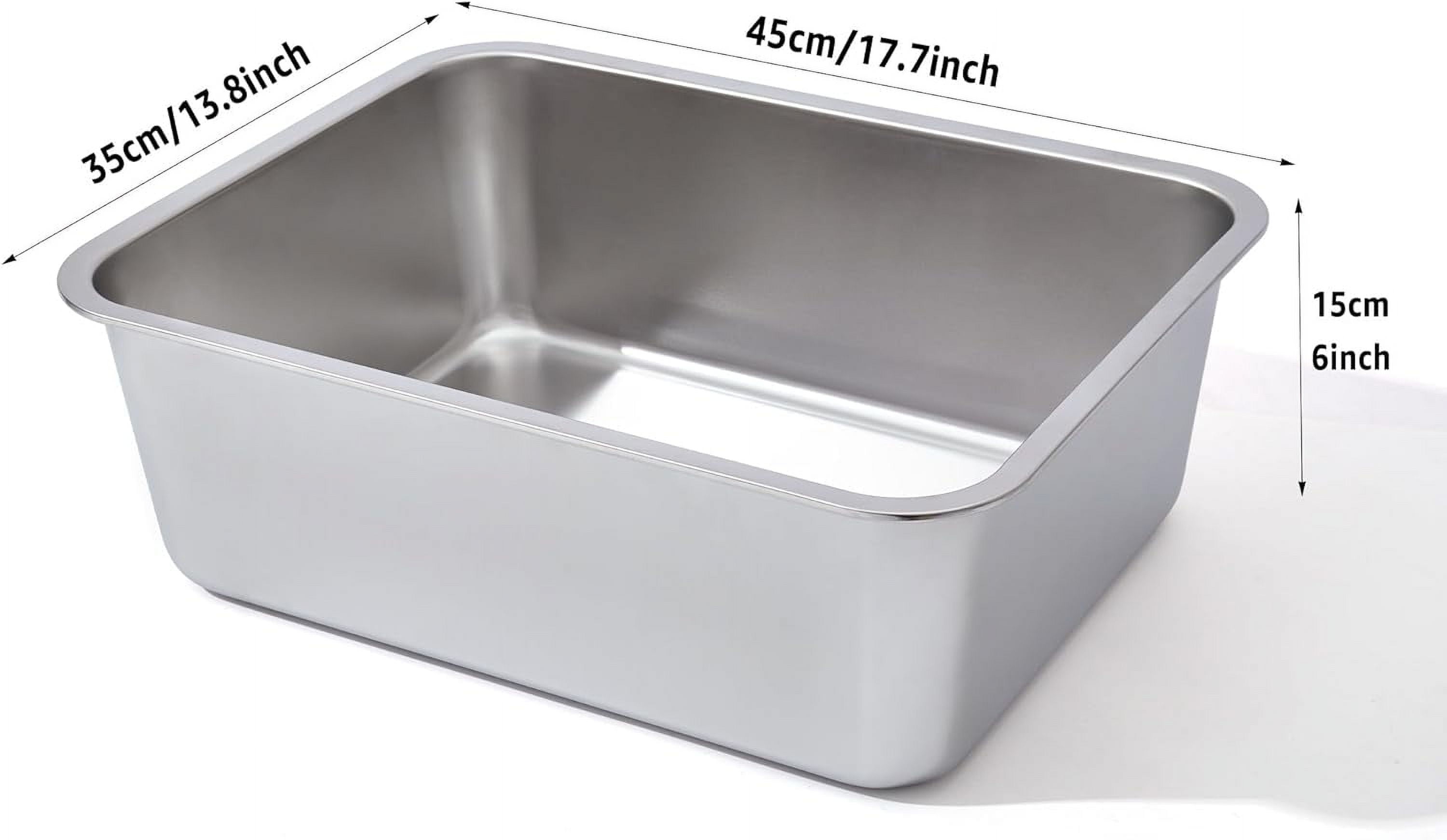 Stainless Steel Litter Box, High Sided Large Metal Cat Litter Boxes Easy Clean, Non Stick and No Smell, Suitable for Adult Cats/Kitty 17.8"L x 13.8"W x 4"H