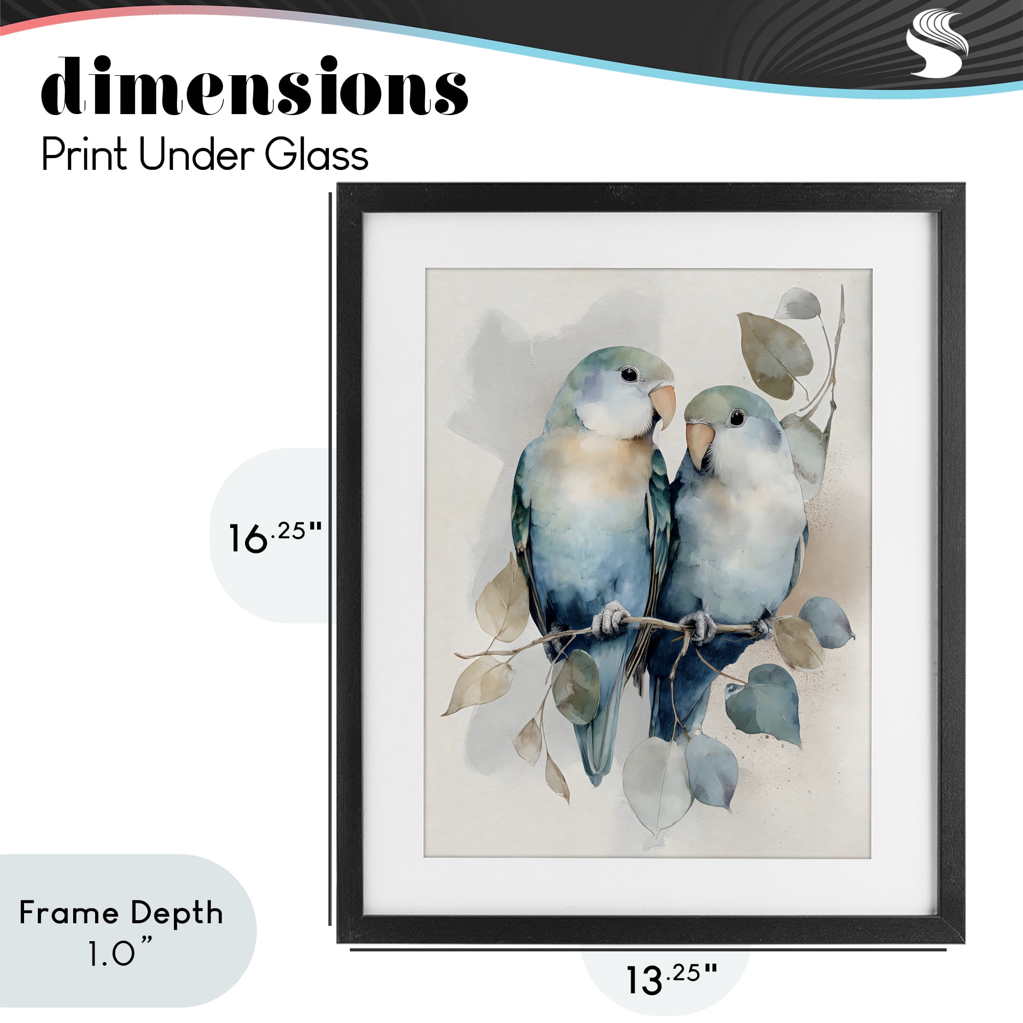 Stupell Industries Blue Bird Lovers Black Framed Print Under Glass, design by Franklyn Gregory