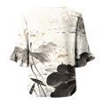 thumbnail image 6 of IMENGL Women's Blouse Basic Art Print V Neck 3/4 Sleeve Decor Fit Top Summer Retro Casual Outfits Loose Button Down Shirts for Women,M-XXXL, 6 of 6