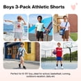 thumbnail image 4 of Actgleam Boys 3-Pack Athletic Shorts Kids Striped Active Running Shorts with Elastic Waist,Size 6-13Y, 4 of 7