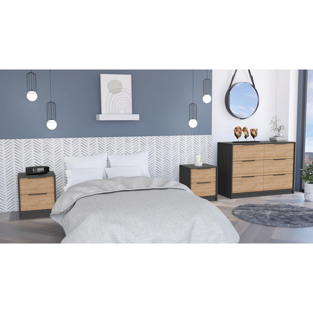 HomeRoots 530258 16 in. Brown & Black Four Drawer Standard Dresser