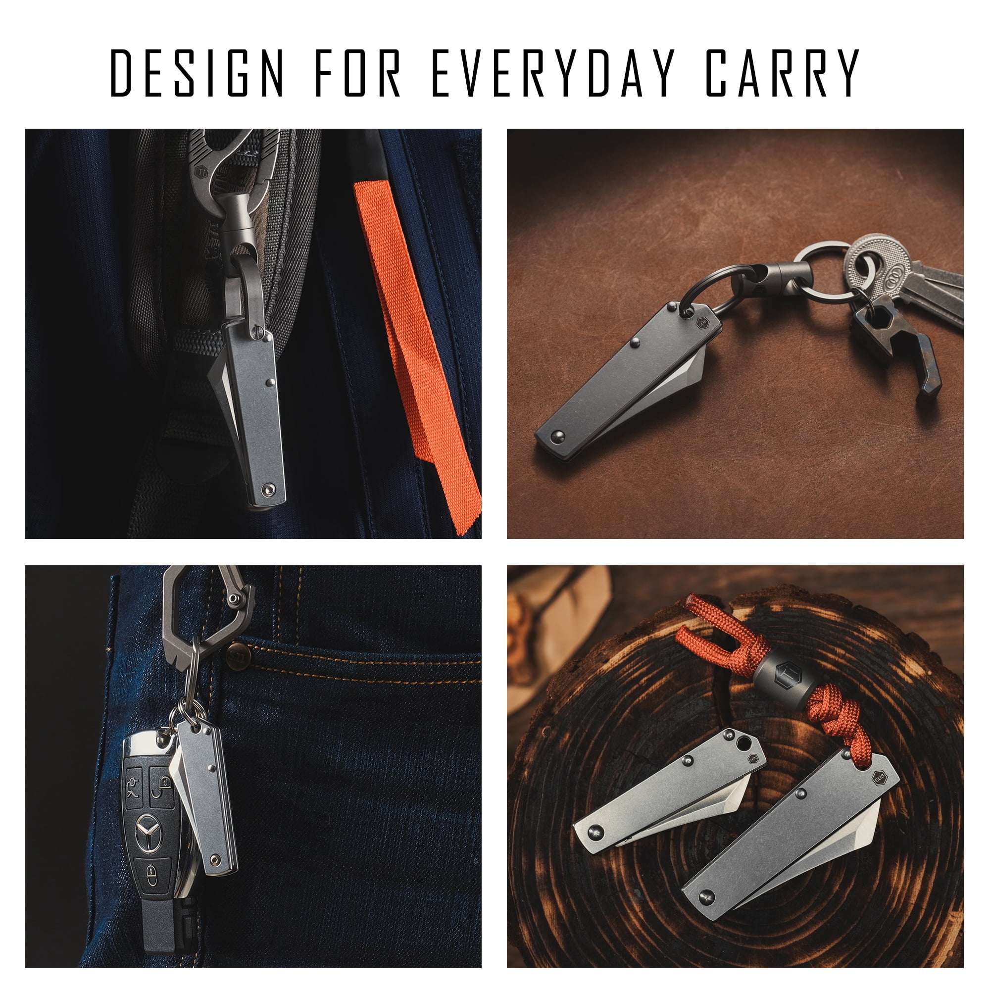 Key Unity Steel Pocket Knife for Fishing Camping, EDC Mini Folding Knives for Keyring, 1.77'' Blade, KK03S