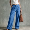 thumbnail image 2 of Evdexr Women's Wide Leg Pants Button Linen Pants 2026 Summer Work Pant Straight Leg High Waisted Solid Beach Trousers with Pockets XL, 2 of 4