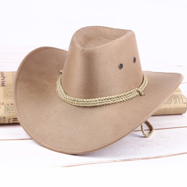 Wide Brim Faux Suede Cowboy Hat Unisex with Shapeable Brim YOUBADU Faux Suede Felt Western Cowboy Hat for Women or Men  main image 2