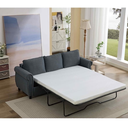 Dekaisok 81.5" Queen Sleeper Sofa, 2-in-1 Convertible Sofa Bed with Memory Foam Mattress, Pull Out Couch Bed for Living Room, Dark Gray