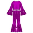 thumbnail image 5 of Xnihocha Women Disco Jazz Dance Outfit 70s 80s Prom Metallic Shiny Flare Jumpsuit Party Hippie Clothes Purple XL, 5 of 7