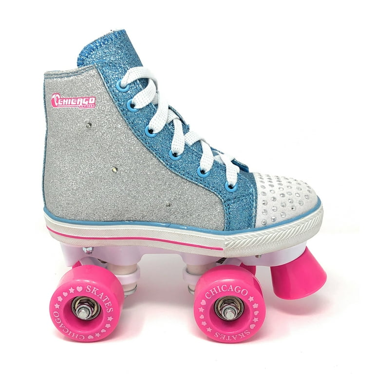 Chicago Skates Girls Quad Glitter Roller Skates Size 1, LED