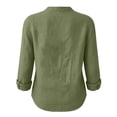thumbnail image 4 of Women V Neck Button Down Blouse, Roll-Up Long Sleeve Linen Tops Daily Casual Dressy Shirt, 4 of 7
