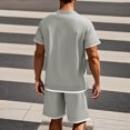 thumbnail image 4 of Ohufall Outfits for Men 2 Pieces Set Fashion Solid Casual Round Neck Tee Shirts with Shorts Summer Loose Brethable Outdoor Sport Sets, 4 of 8