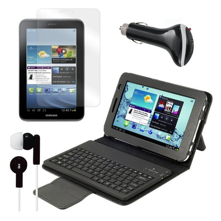Keyboard Folio with Earphones, Screen Protector, and Car Adapter for Samsung Galaxy Tab 2 7