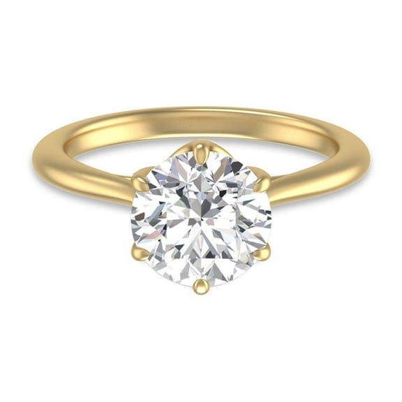 SZUL Women's 6 Prong Lianne Solitaire Ring with IGI Certified 2.50 Carat Center Round Lab Grown Diamond in 14K Yellow Gold