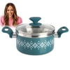 Spice by Tia Mowry - Nonstick Ceramic 3QT Teal Aluminum Dutch Oven with Steamer