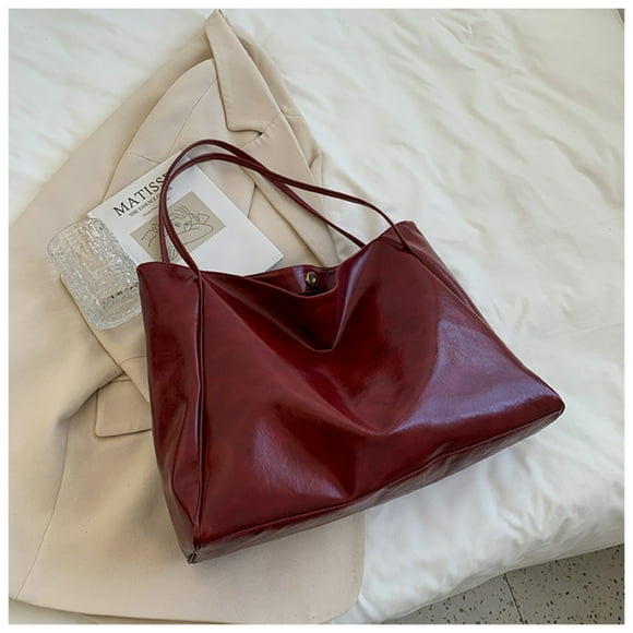 Sac Seau Vintage Décontracté Rouge Vin pour Femmes : Nouveau Sac à Main en Cuir Souple Inspiré Coréen 2021 avec Grande Capacité pour Automne/hiver – Élégant à une Épaule & Polyvalent Usage Quotidien