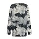 thumbnail image 5 of Camisa Henley de manga larga con estampado de murciélago de Halloween para mujer: blusa informal con cuello en V y botones, 5 of 5