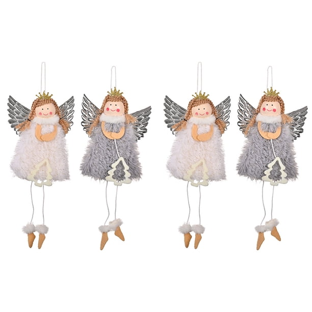 Adornos navideños con forma de ángel para colgar en el árbol, manualidades navideñas, decoraciones de elfos