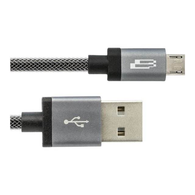 Bracketron PwrRev - USB cable - USB (M) to Micro-USB Type B (M) - metallic gray