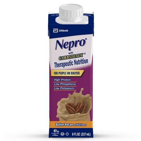 Nepro Therapeutic Nutrition Shake with 19 grams of protein, Nutrition for people on Dialysis, Butter Pecan, 8 fl ounces, (Pack of