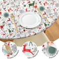 thumbnail image 4 of White Christmas Deer and Gift Pattern Round Fitted Tablecloth with Elastic Edge,Dining Table Cover Waterproof,Outdoor Round Tablecloth for Camping,Dining,Indoor and Outdoor, 4 of 7