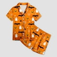 thumbnail image 5 of Caqnni Kids Unisex Pjs Set Girls Boys Silk Pajama Sets Satin Clasic Sleepwear Summer 2 Pieces Button Down Nighty Girls Halloween Pajamas Shorts Sets (4-5 Years,Orange), 5 of 5