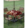 thumbnail image 3 of Outdoor Tablecloth with Umbrella Hole and Zipper, Gingerbread Christmas Square Table Cloth 60x60 Inch Waterproof Tablecloth, Xmas Balls Branches Red Buffalo Plaid Picnic Table Cover for Patio Camping, 3 of 7