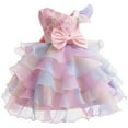 thumbnail image 3 of Flower Girl Dress Cute Gradient Short Sleeve Crewneck Party Dress with Bowknot Dresses for Girls Size 3-11, 3 of 6