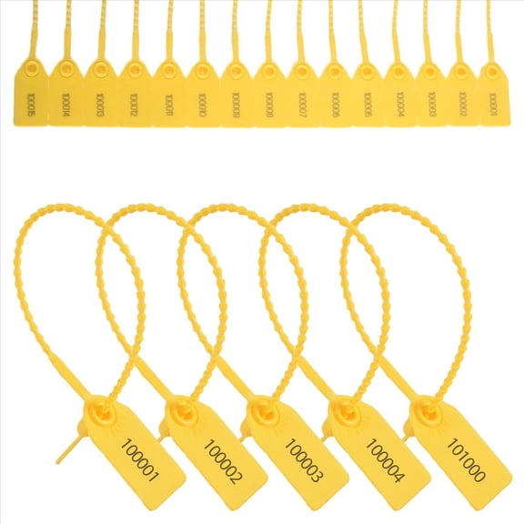 1000 Pcs Plastic Tamper Seals Tags Security Tags Seals Safety Numbered Zip Ties Labels (Yellow),1000 x security tags removal,Yellow
