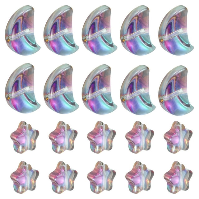 60Pack Perlas en Forma de Estrella y Luna, 2 Estilos de Perlas Separadoras de Acrílico Rojo Rosa Verde
