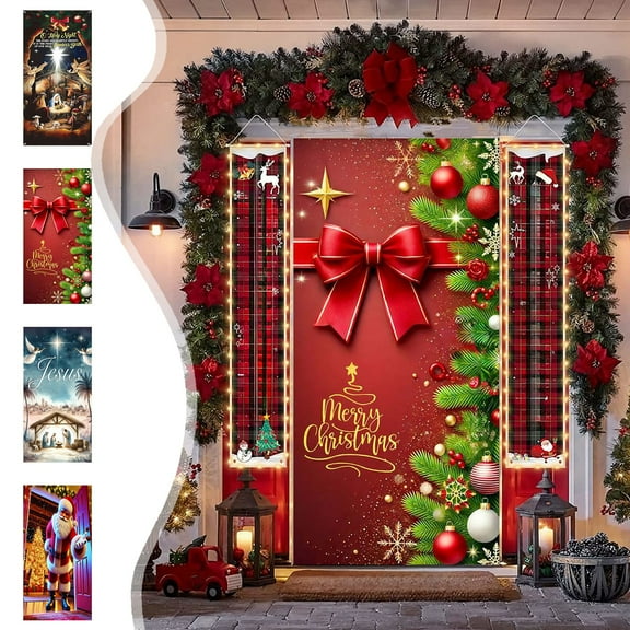 Christmas Door Banner under $5! CQCYD Christmas Cover Party Holiday Hanging Cloth Decoration for Indoor Outdoor Festive Welcome Sign