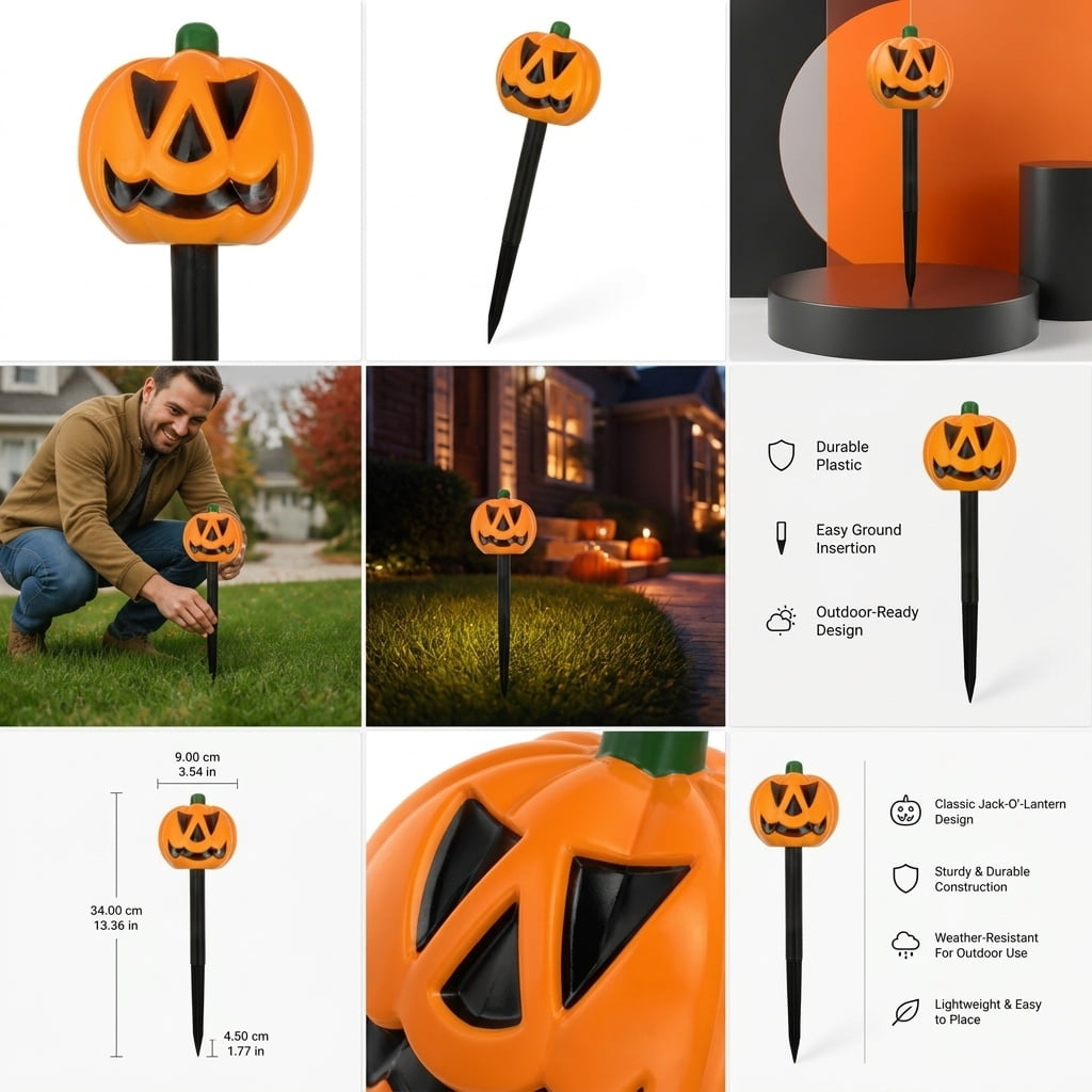 Tineasur 6pcs Pumpkin Yard Stake Sign for Lawn and Garden Plastic