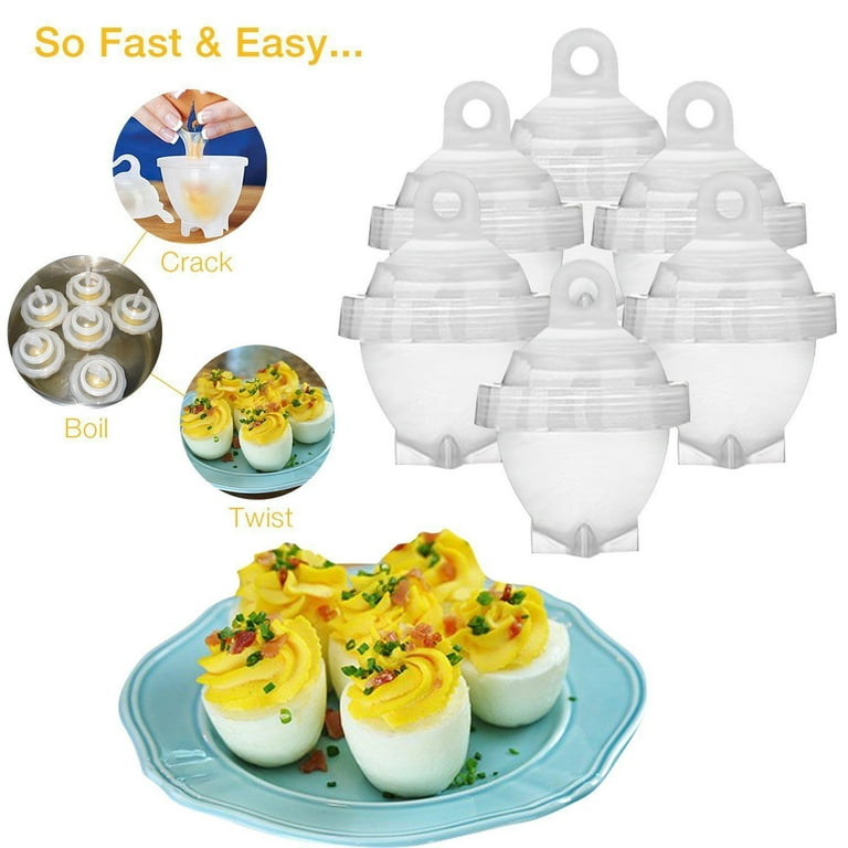 Egglettes Egg Cooker, Silicone Egg Poachers for Hard Boiled Eggs, Egg Cups  As Seen On TV, Hard Soft Maker, Boil Eggs Without the Egg Shell (Pack of 6)  