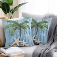 thumbnail image 2 of Tropical Plant Outdoor Pillow Covers Pack of 2 Blue Wood Grain Starfish Vintage Waterproof Throw Pillow Covers Decorative Cushion Cases for Patio Garden Tent Balcony Couch 18x18 inch, 2 of 8