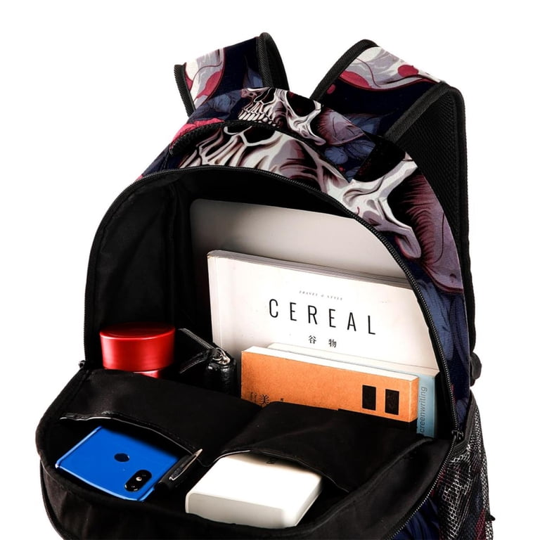 Lightweight Backpack Roses and Skull School Bag Travel Laptop