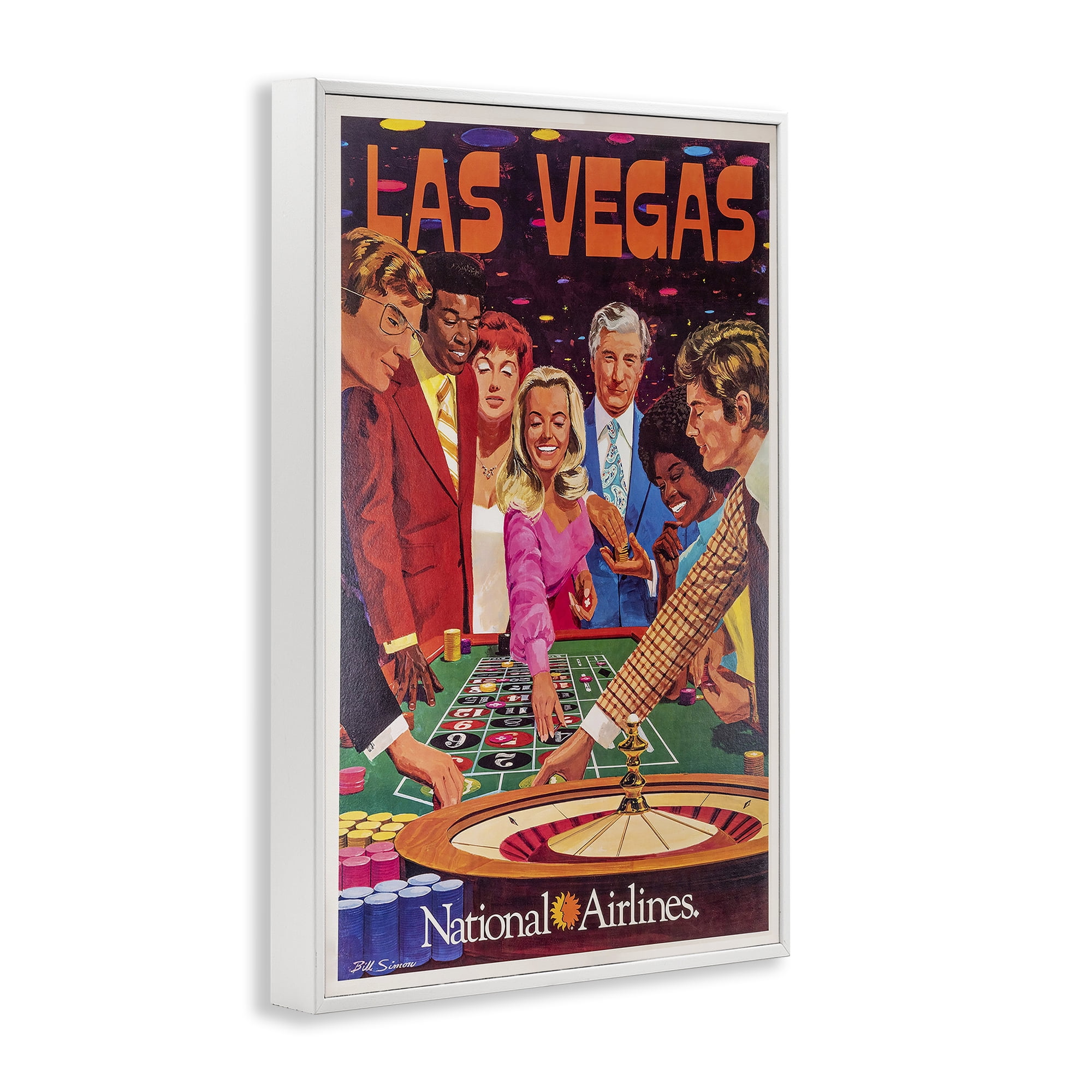 Stupell Industries Vintage Las Vegas Casino White Framed Giclee Art, design by Vintage Posters