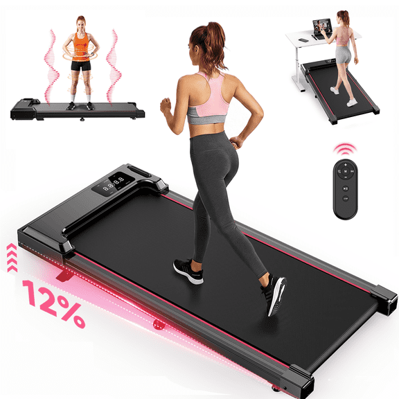 Walking Pad with Vibration Under Desk Treadmill, Manual Incline, 2.5HP 3.8MPH Fitness Jogging Machine with Remote Patbrela LED Display for Home Office