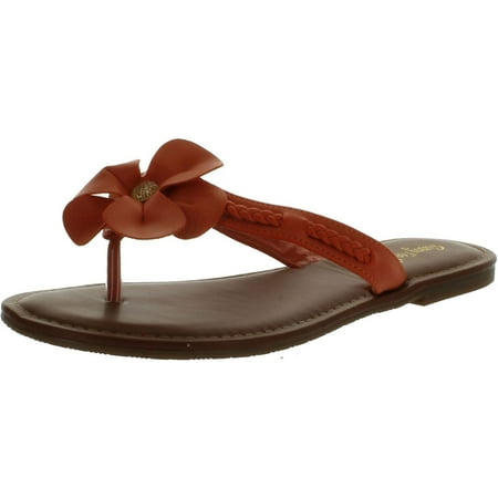 

Bamboo Women WARNER-31 Flower Thong Sandals Orange Crinkle 7