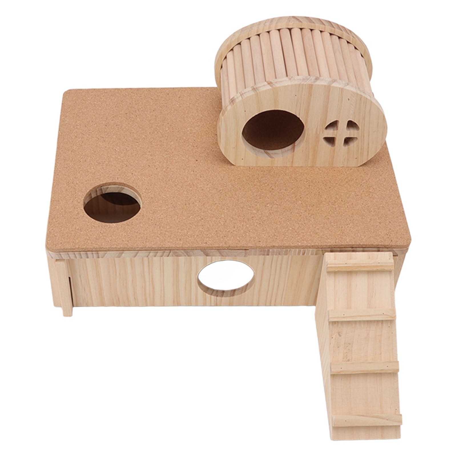 YAHHU Wooden Hamster Ladder House Wear Resistant Hamster Platform with Hideout Multi-Chamber Maze for Small Pets Chinchilla Guinea Pig Rabbit Habitat Decor Play Toys