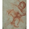 thumbnail image 2 of Circle of Titian 12x14 Gold Ornate Wood Frame and Double Matted Museum Art Print Titled - Winged Putto Holding the Base of a Cross (1477-1510), 2 of 4