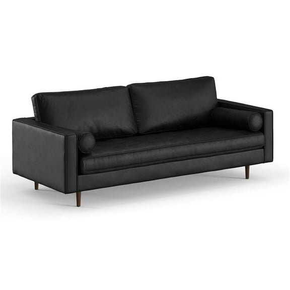 Pemberly Row Modern / Contemporary Vegan Leather Sofa in Black