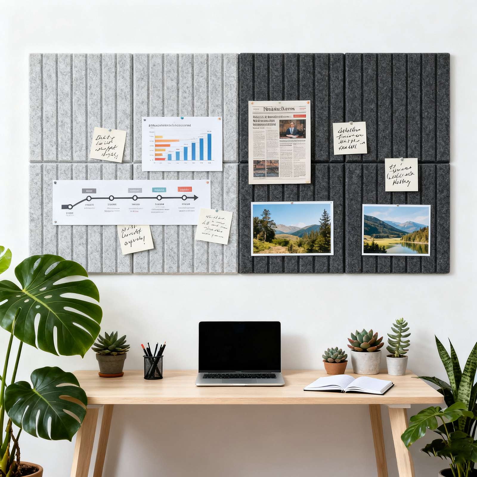 6 Pack Felt Bulletin Board, 11.8" x 11.8" Cork Board with Safe Removable Adhesive Tabs, Cork Boards for Walls Cork Board for Home Office Classroom Pin Board