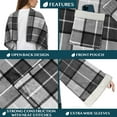 thumbnail image 3 of PAVILIA Fleece Blanket with Sleeves for Women Men Adults, Wearable Blanket Warm Soft Plush, Hug Sleep Pod Snuggle Pocket Sleeved TV Throw Wrap, Cozy White Elephant Gifts Ideas for Mom Wife, Plaid Gray, 3 of 7