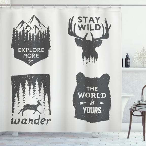 Ambesonne Saying Shower Curtain, Stay Wild and Wander, 69"Wx75"L, Grey
