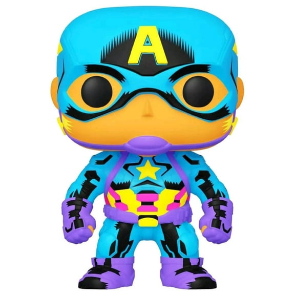Funko Pop Marvel : Black Light Captain America #648 Vinyl Figure w/Pop Protector