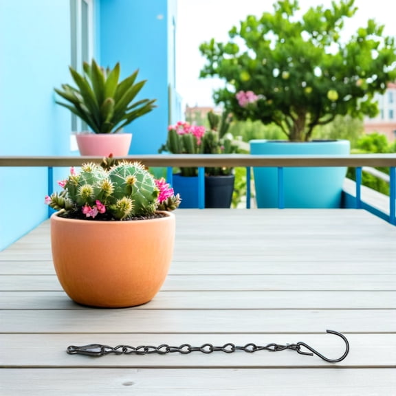 Phenofice 5Pcs Iron Flowerpot Hanging Chain Black Hook Chains for Indoor Planter