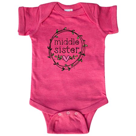 

Inktastic Middle Sister Leaves Circle Heart Gift Baby Girl Bodysuit
