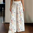 thumbnail image 2 of Arlun Womens Wide Leg Pants 2026 Summer Floral Print Elastic High Waist Palazzo Pants Boho Style Splicing Pleated Loose Lightweight Flowy Travel Vacation Trousers for Daily Wear 1-White XL, 2 of 5