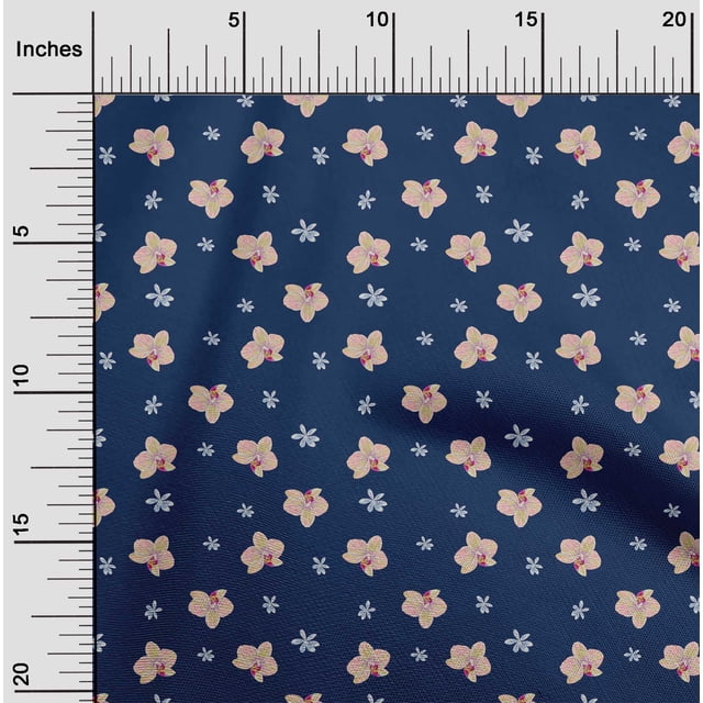 oneOone Tissu Polyester Lycra Imprimé Floral Orchidée 1 Yard 56 Pouces de Large