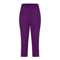 thumbnail image 2 of Lroveb Capri Leggings for Women, Capri Workout Yoga Leggings, Leggings 2024 High Waisted Cutout Lightweight Cozy Cropped Pants Solid Soft Pajams Purple, 2 of 6